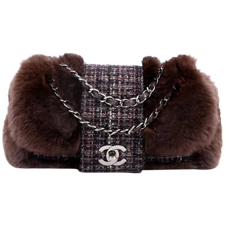 Chanel Fantasy Flap Bag Fur and Tweed Small at 1stDibs