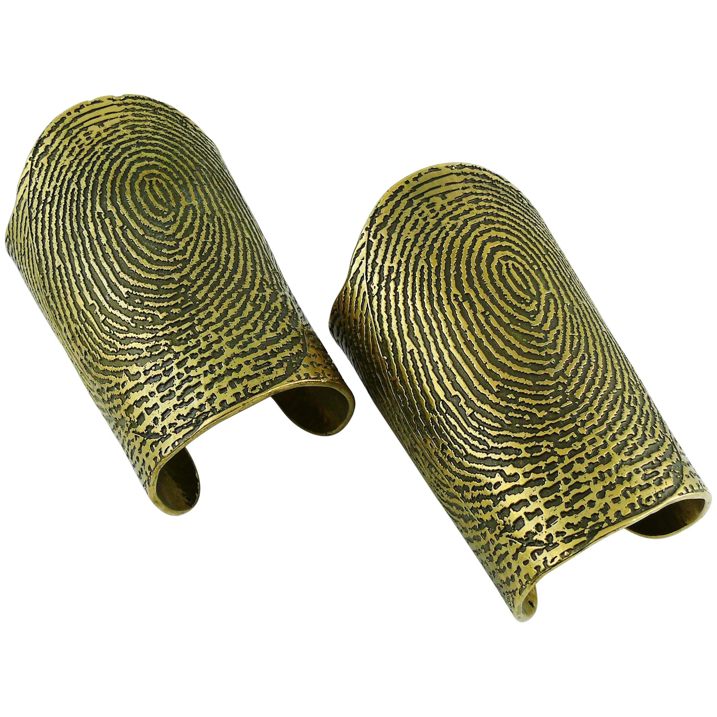 Yves Saint Laurent YSL Massive Runway Fingerprint Pair of Cuff Bracelets
