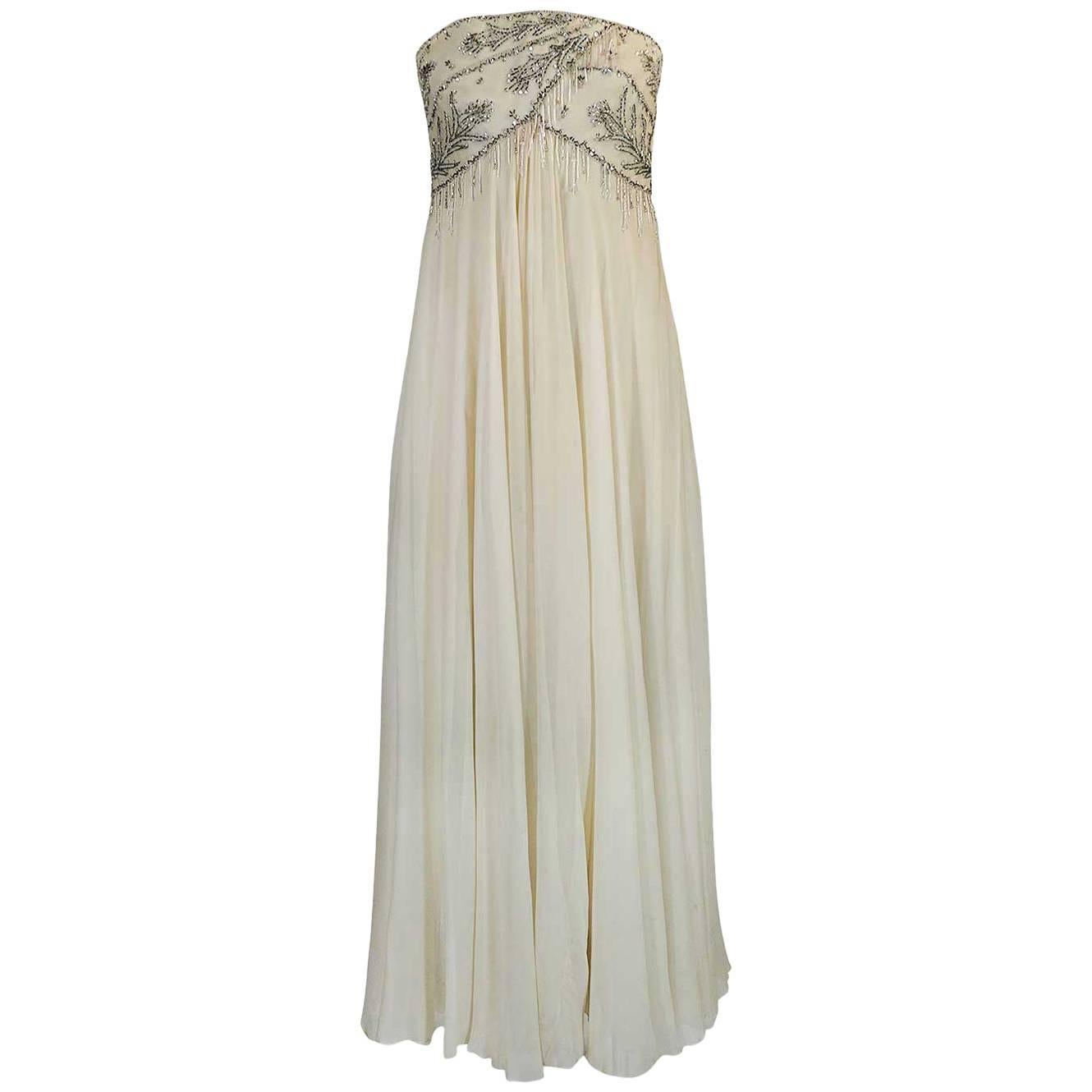Incredible 1970s Bob Mackie Heavily Beaded Silk Dress