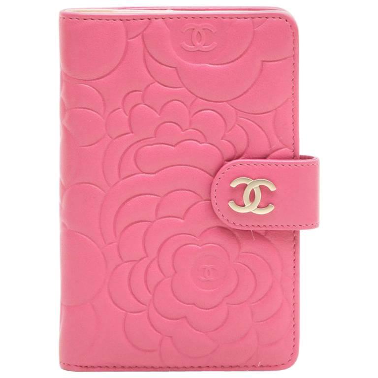 Chanel Wallet in Pink Embossed with Camellias and CC Leather at 1stDibs chanel pink wallet