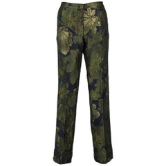 For Restless Sleepers Green Jacquard Straight-Leg Piped Pajama Pants