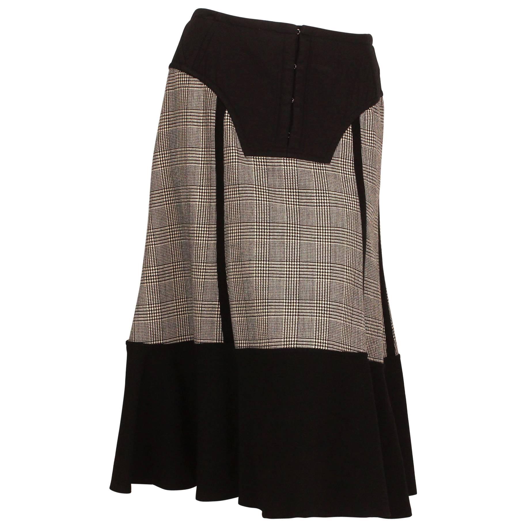 Comme des Garcons Wool Herringbone Skirt with Quilted Waist For Sale
