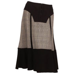 Comme des Garcons Wool Herringbone Skirt with Quilted Waist