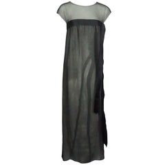 Chanel Black Silk Chiffon Gown with Satin Ribbon - 40 - NWT - Circa 11A