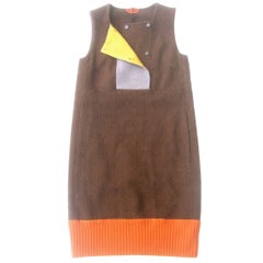 Missoni Italy Brown Wool Sleeveless Sheath Dress 21st Century