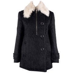 Alexander Wang Womens Black Lamb Shearling Fur Wool Coat Sz 0~RTL $2500