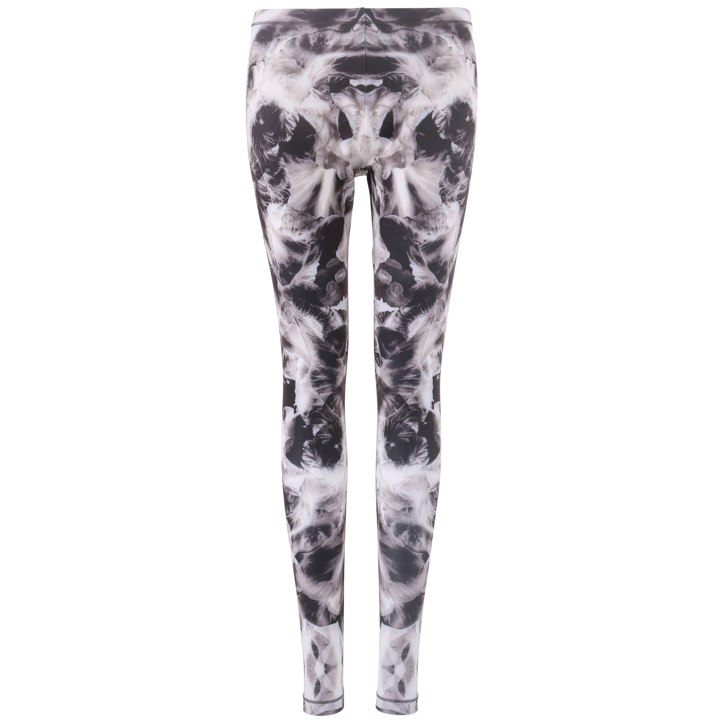 ALEXANDER McQUEEN S/S 2013 Gray Mirrored Iris Print Leggings Pants