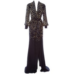 Neu $6950 Roberto Cavalli Tiger Seide Perlen verschönert Kimono Kleid It. 38