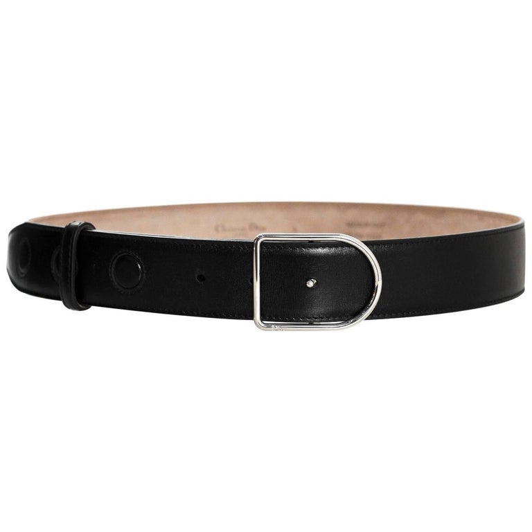 Medium Spike Belt 25mm Black Calfskin Loop Silver Shw