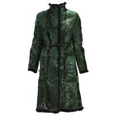 Retro Tom Ford for Gucci 1999 Collection Reversible Emerald Green Fur Coat It. 40