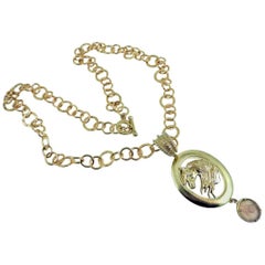 Patrizia Daliana Bronze chain and pendant with an engraved Murano paste glass 