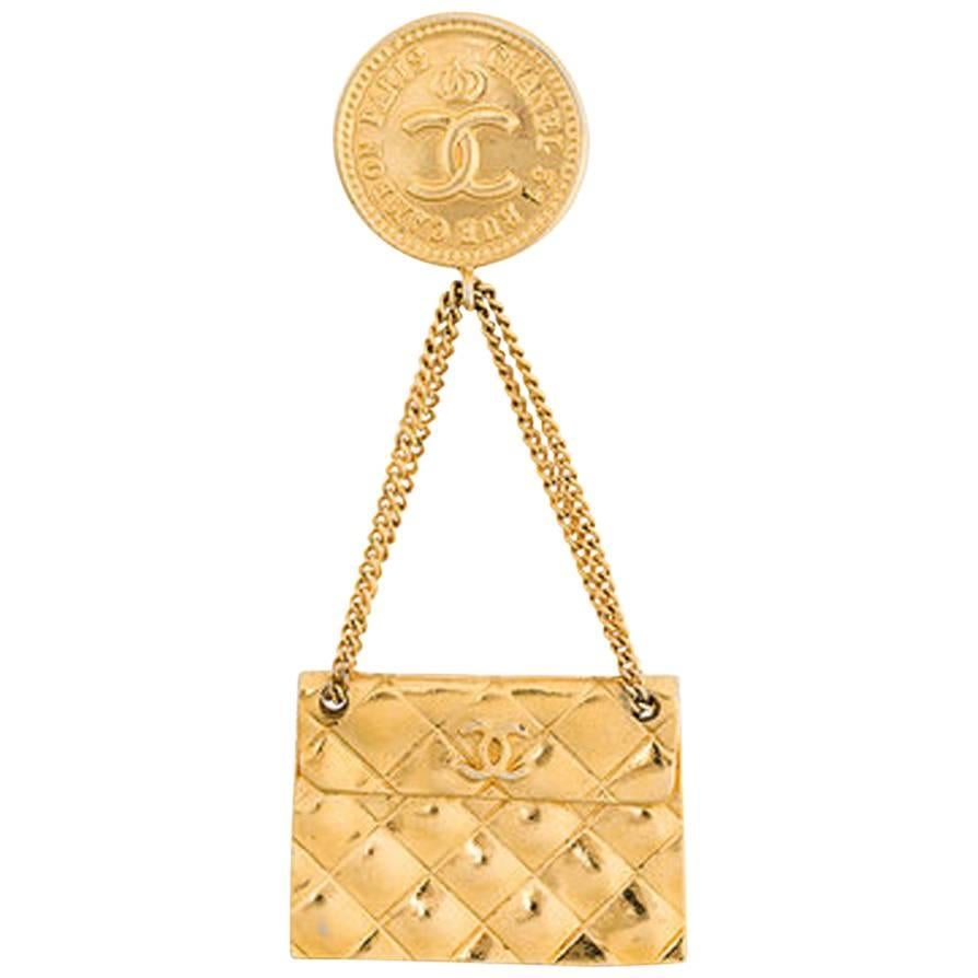 Chanel Gold Tone Handbag Brooch, circa 2005 