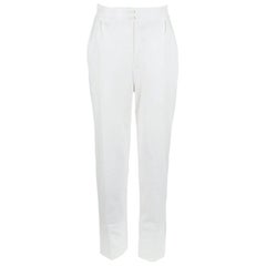 Yves Saint Laurent YSL Vintage White Cotton Pants w/Slits at Cuffs