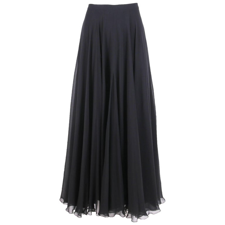 Chanel 02C Sheer Black Pleated Midi Skirt at 1stdibs