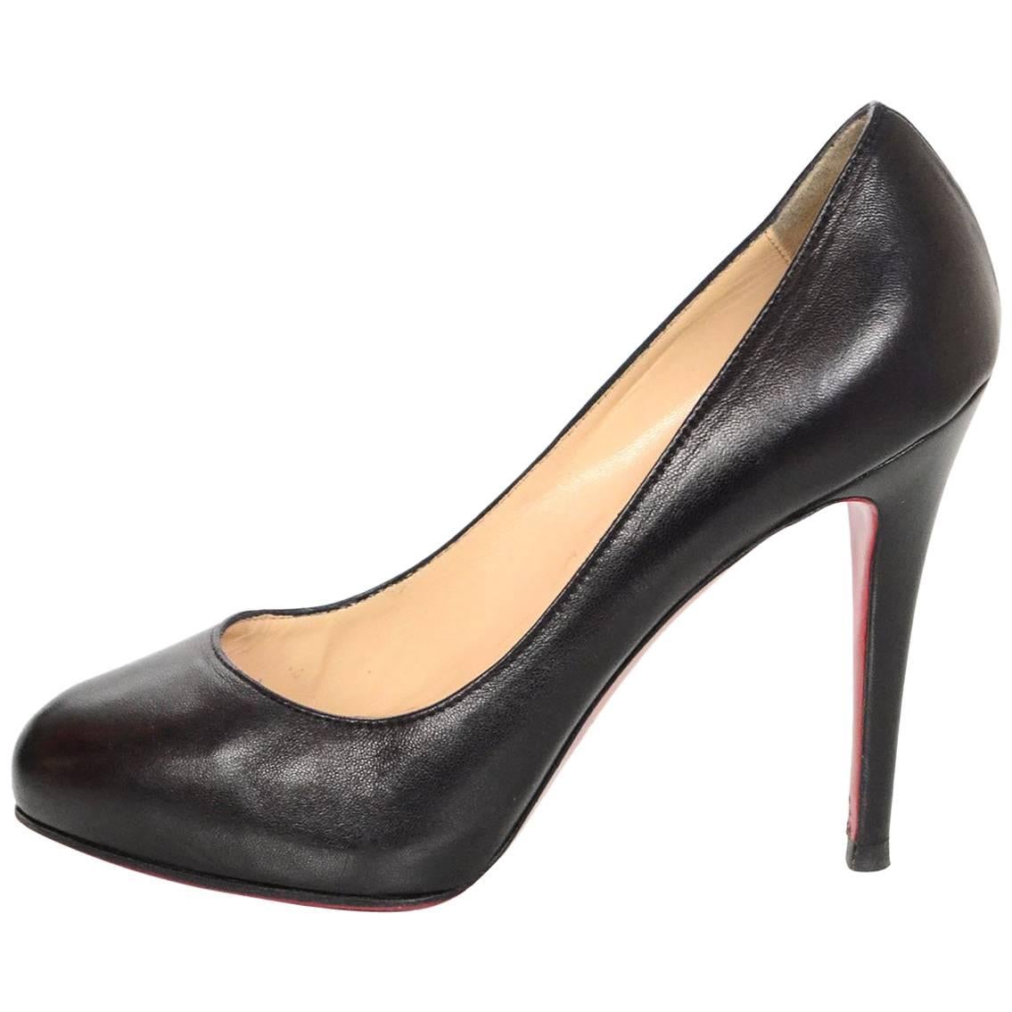 Christian Louboutin Black Leather Rolando 120mm Pumps Sz 38