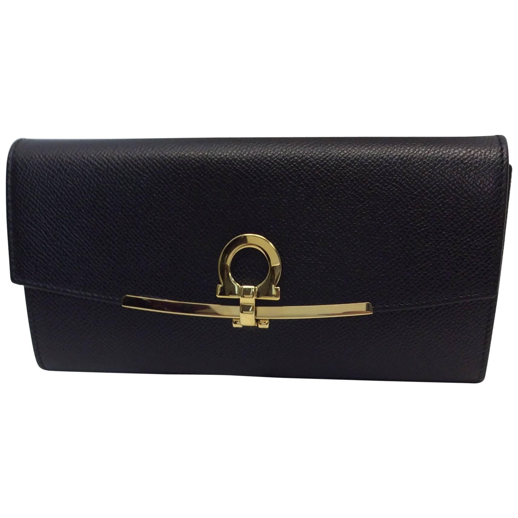 Salvatore Ferragamo Black Wallet For Sale