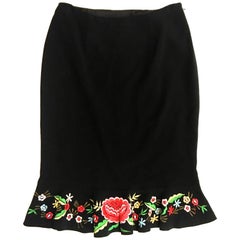 Moschino Skirt - Like New - Black  Skirt with Floral Trim