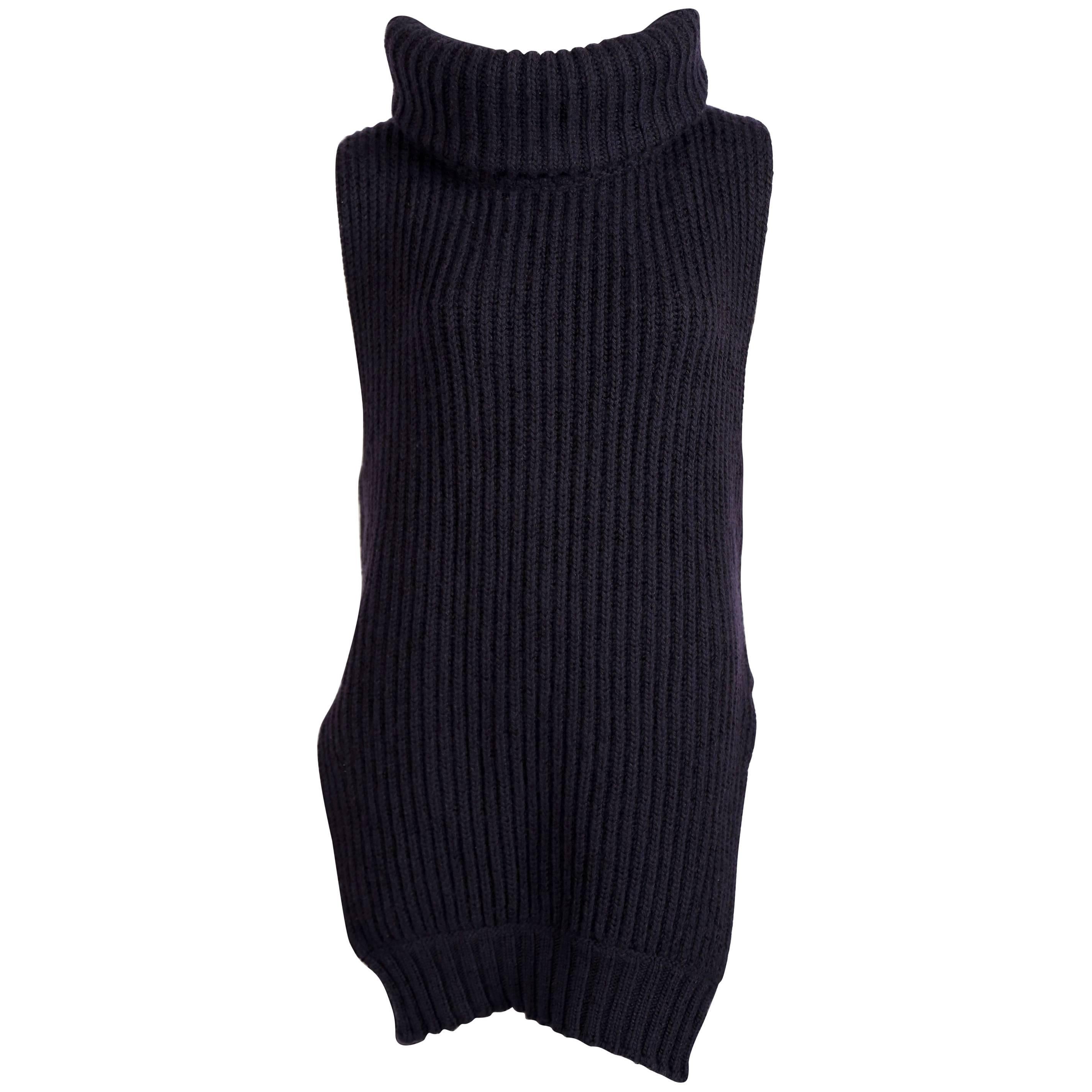 Celine by Phoebe Philo navy blue wool and cashmere runway tunic sweater