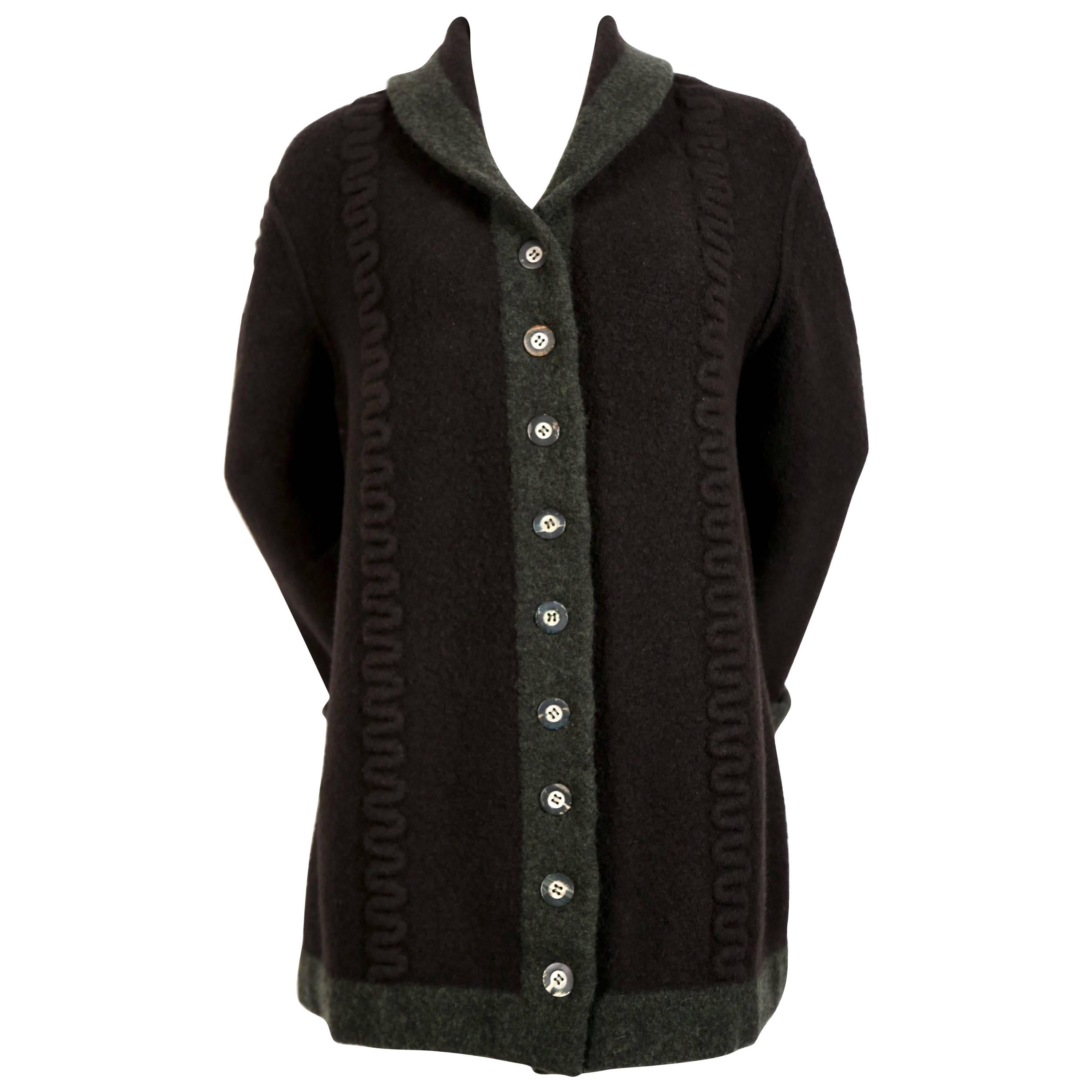 Azzedine Alaia navy blue and green wool cardigan sweater, 1994
