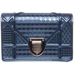 Christian Dior Mini Blue Metallic Diorama Bag