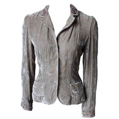 Elie Tahari Silk Velvet Jacket with Embroidered Details