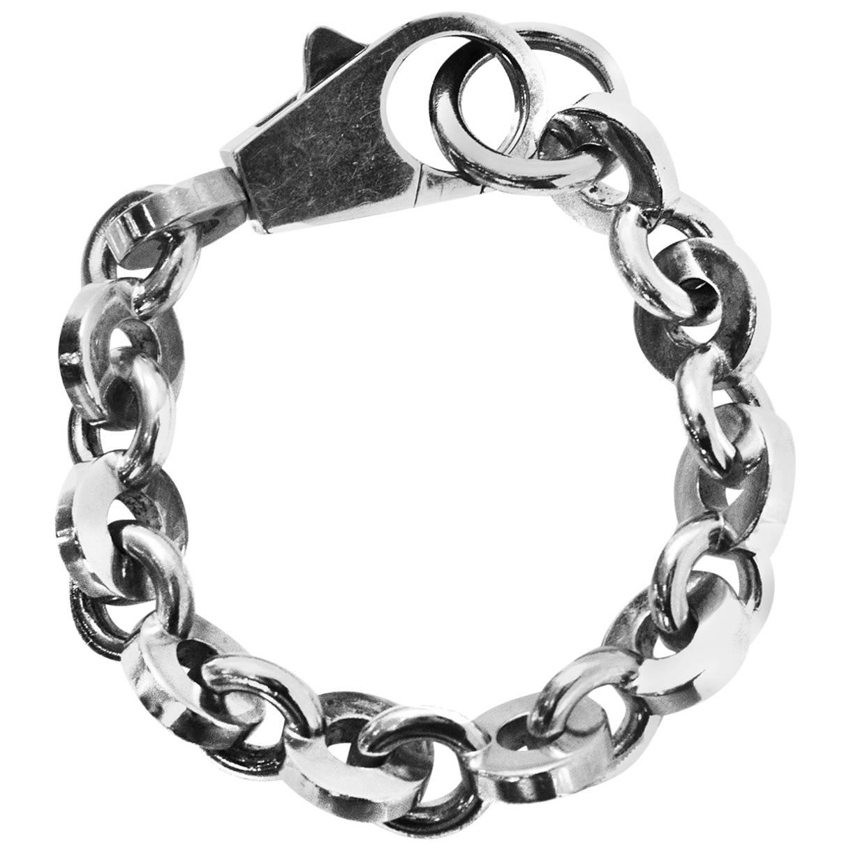 Hermes Sterling Silver Chain-Link Bracelet