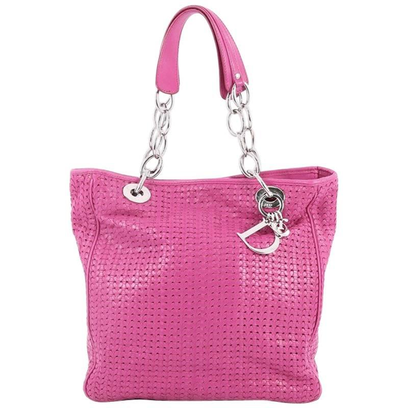 Christian Dior Soft Chain Tote Woven Leather Medium