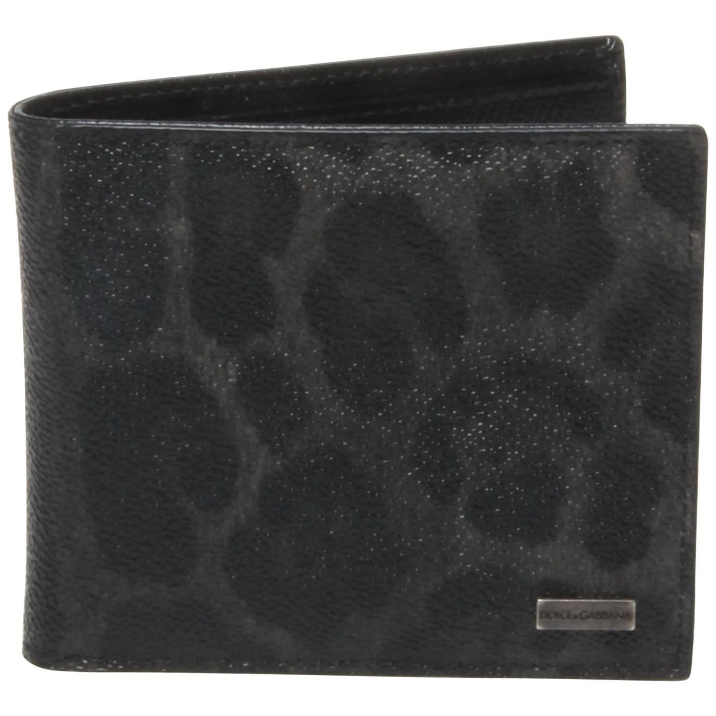 Dolce and Gabbana Dark Leopard Print Bi-Fold Wallet