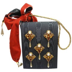 Pearl and Velvet Embellished Vintage Evening Bag