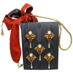 Pearl and Velvet Embellished Vintage Evening Bag 