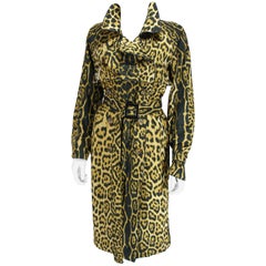 Tom Ford for Yves Saint Laurent Rare Leopard Printed Trench Coat 34 FR 4 US 