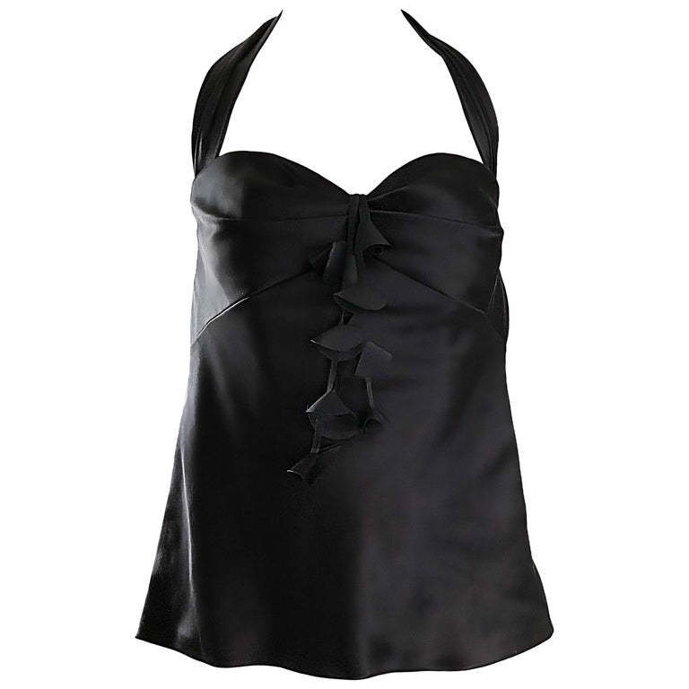 1 Pc Clasp Fastening Halter Neck With Embellished Satin Lace Up Details