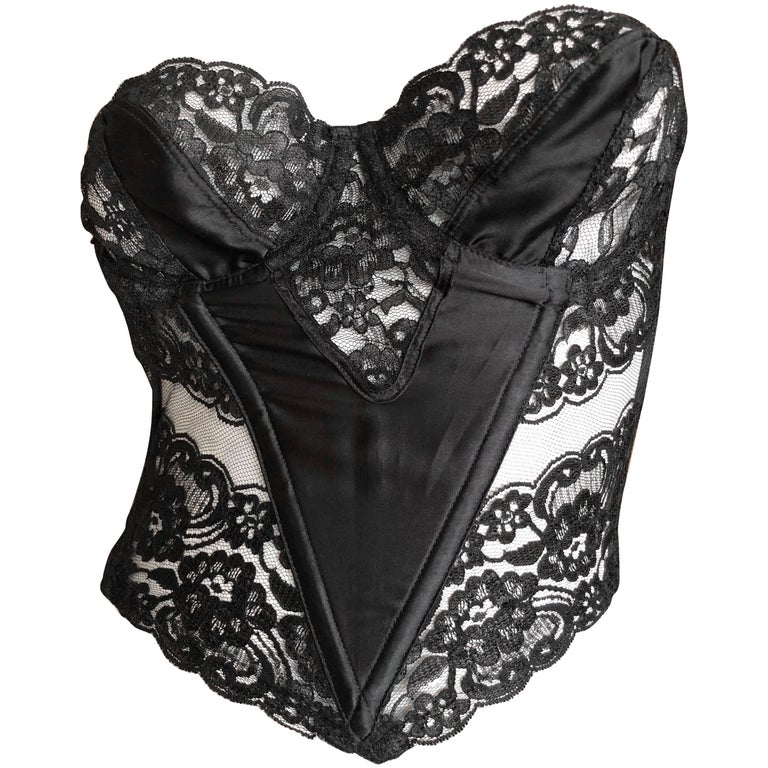 Christian Dior - Corset de lingerie vintage en dentelle noire, 32C En vente  sur 1stDibs