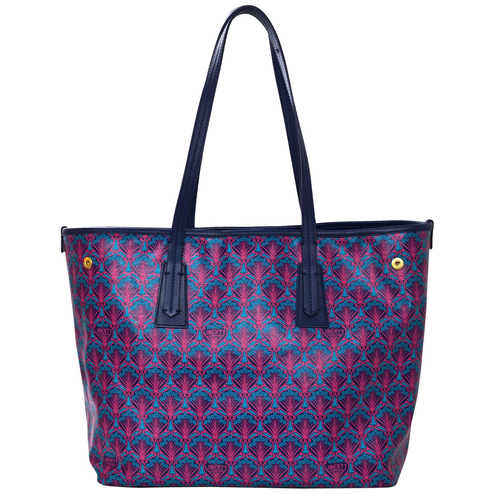 Liberty London Pink & Blue Marlborough Iphis-Print Tote Bag with Dust Bag