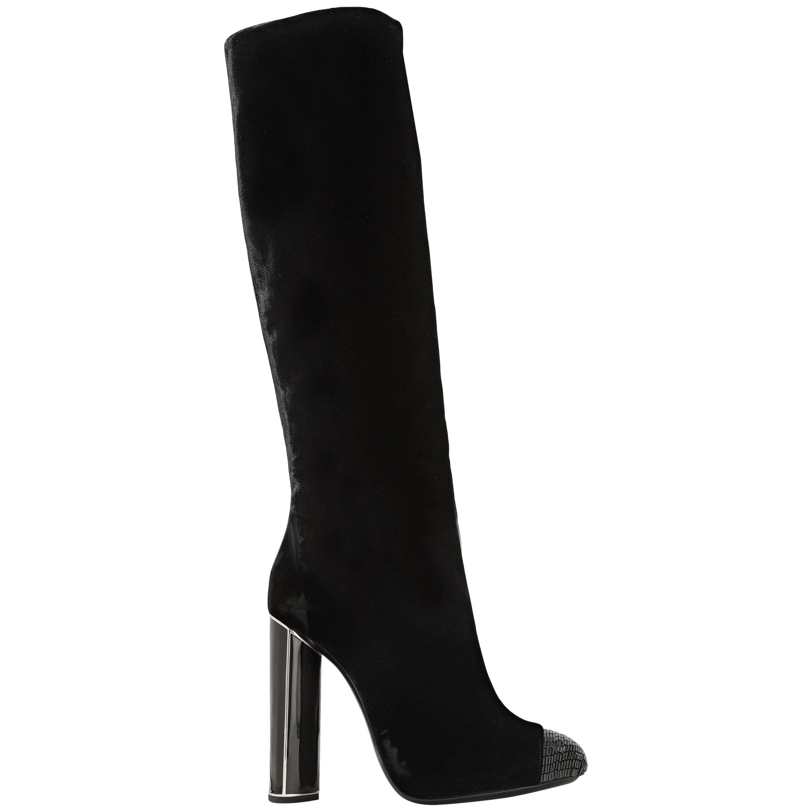 New $2700 Tom Ford Bead-embellished Black Velvet High Heel Boots 36.5 - 6.5