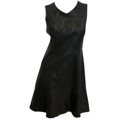 Nanette Lepore Green Leather A-Line Dress