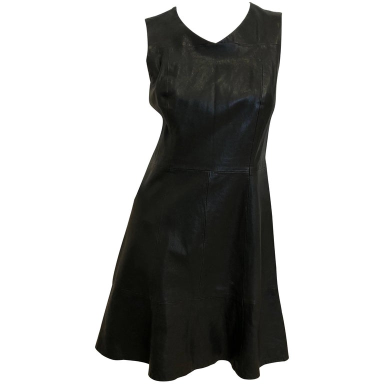 Nanette Lepore Green Leather A-Line Dress For Sale at 1stdibs
