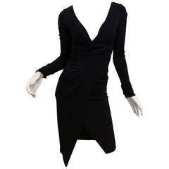 Valentino Navy V-Neck Long Sleeve Dress