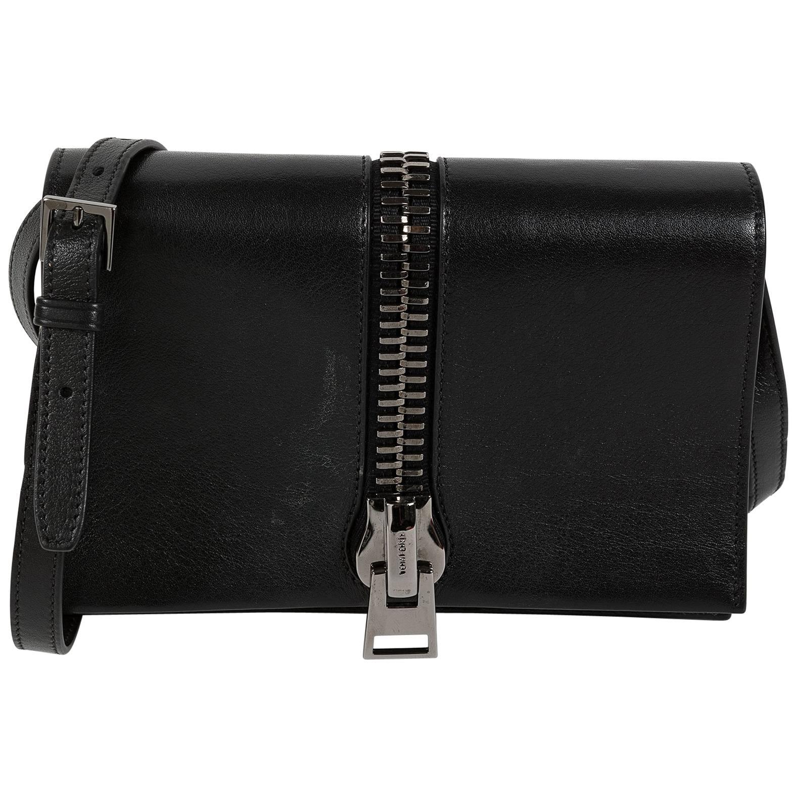 Tom Ford Black Leather Shoulder Flap Bag   For Sale