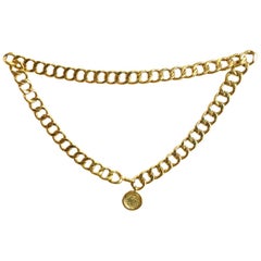 Chanel Vintage Goldtone Chain Belt with Medallion