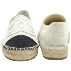 CHANEL Espadrilles in Black and Beige Two-Tones Canvas Size 40FR