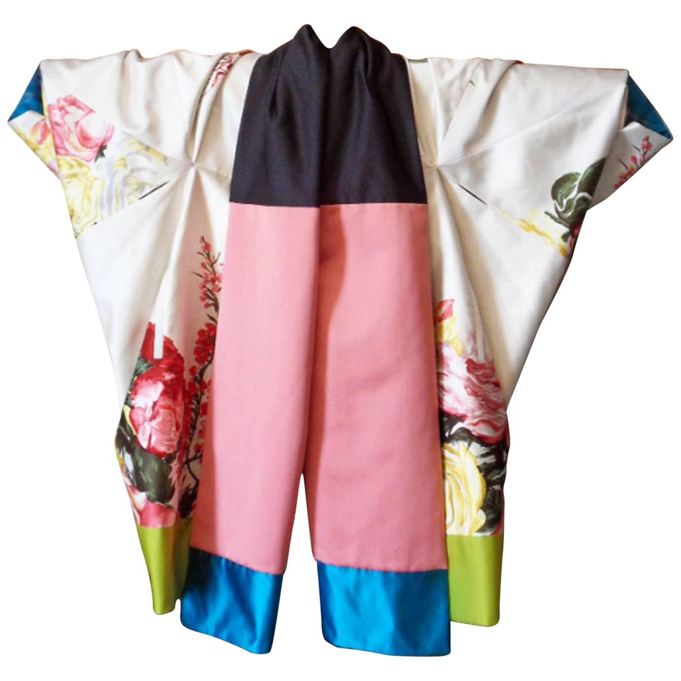 Haute couture , Kenzo by antonio marras , dress coat cape , kimono-inspired For Sale