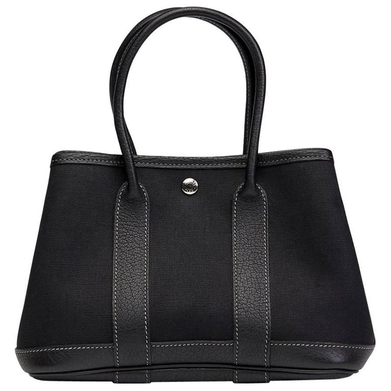 Hermes Black Chevre Mysore Leather and Canvas Mini Garden Party at ...
