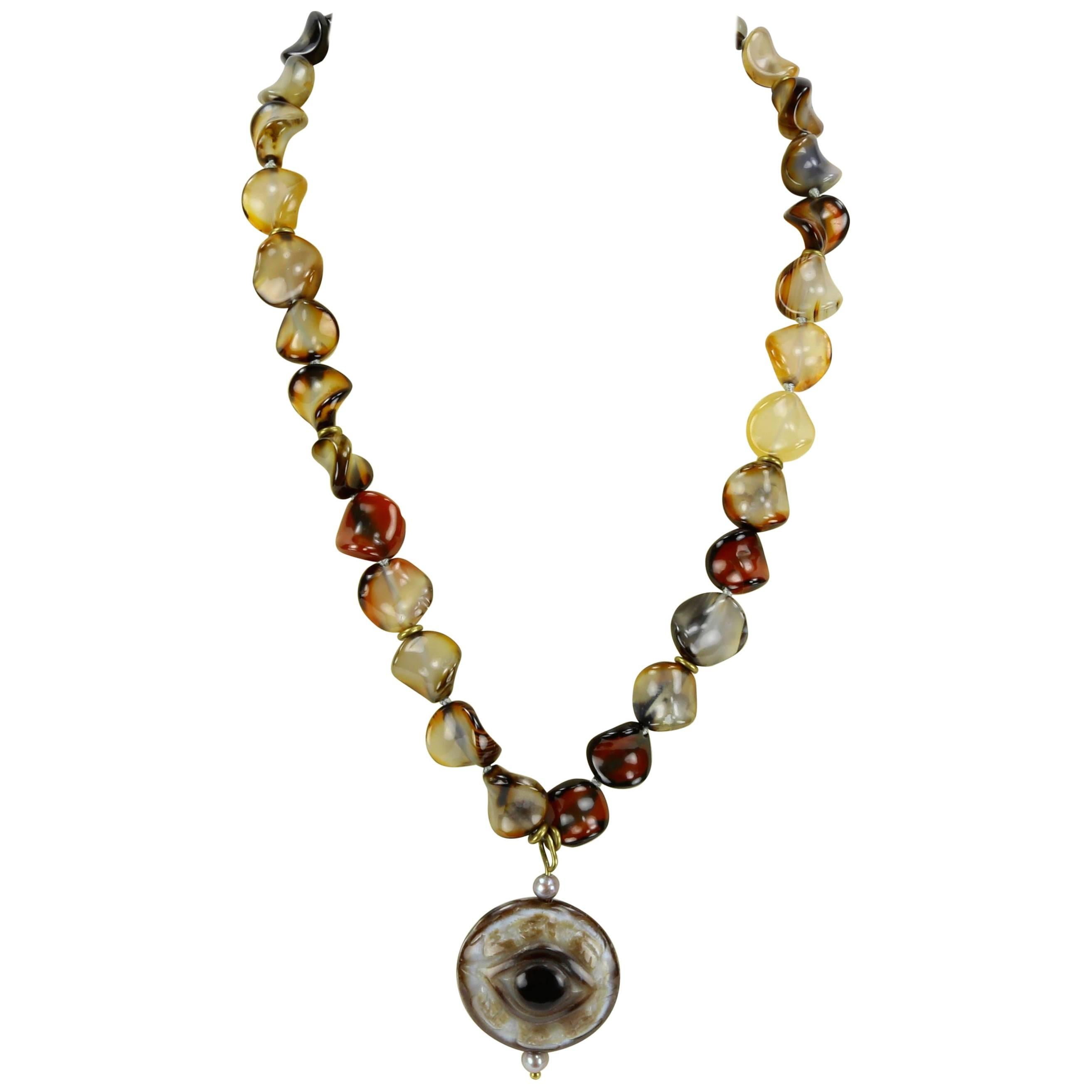 Coach House Carnelian and Evil Eye Statement Pendant Necklace