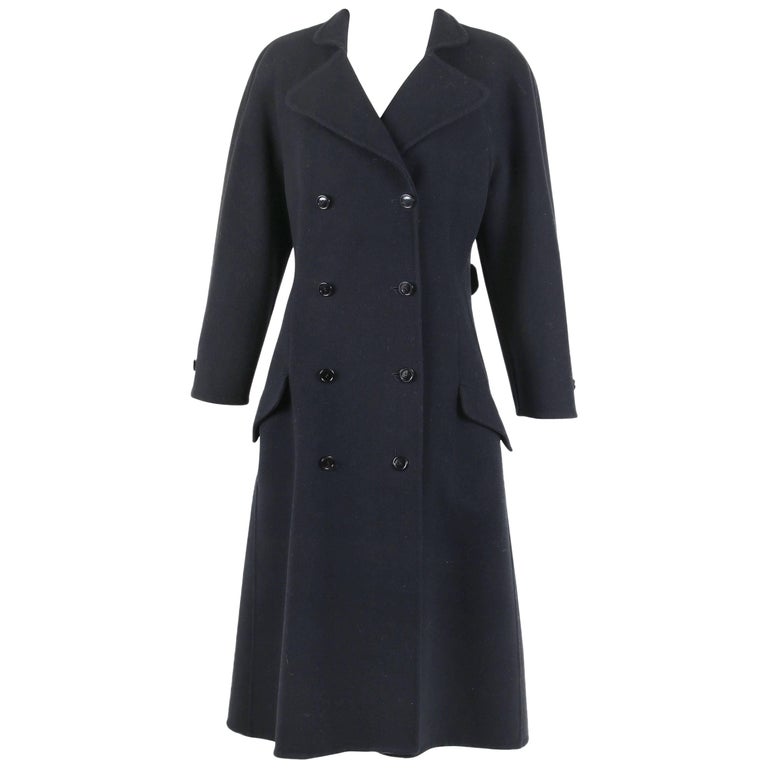 1970's Halston Double-Breasted Black Wool Coat at 1stDibs