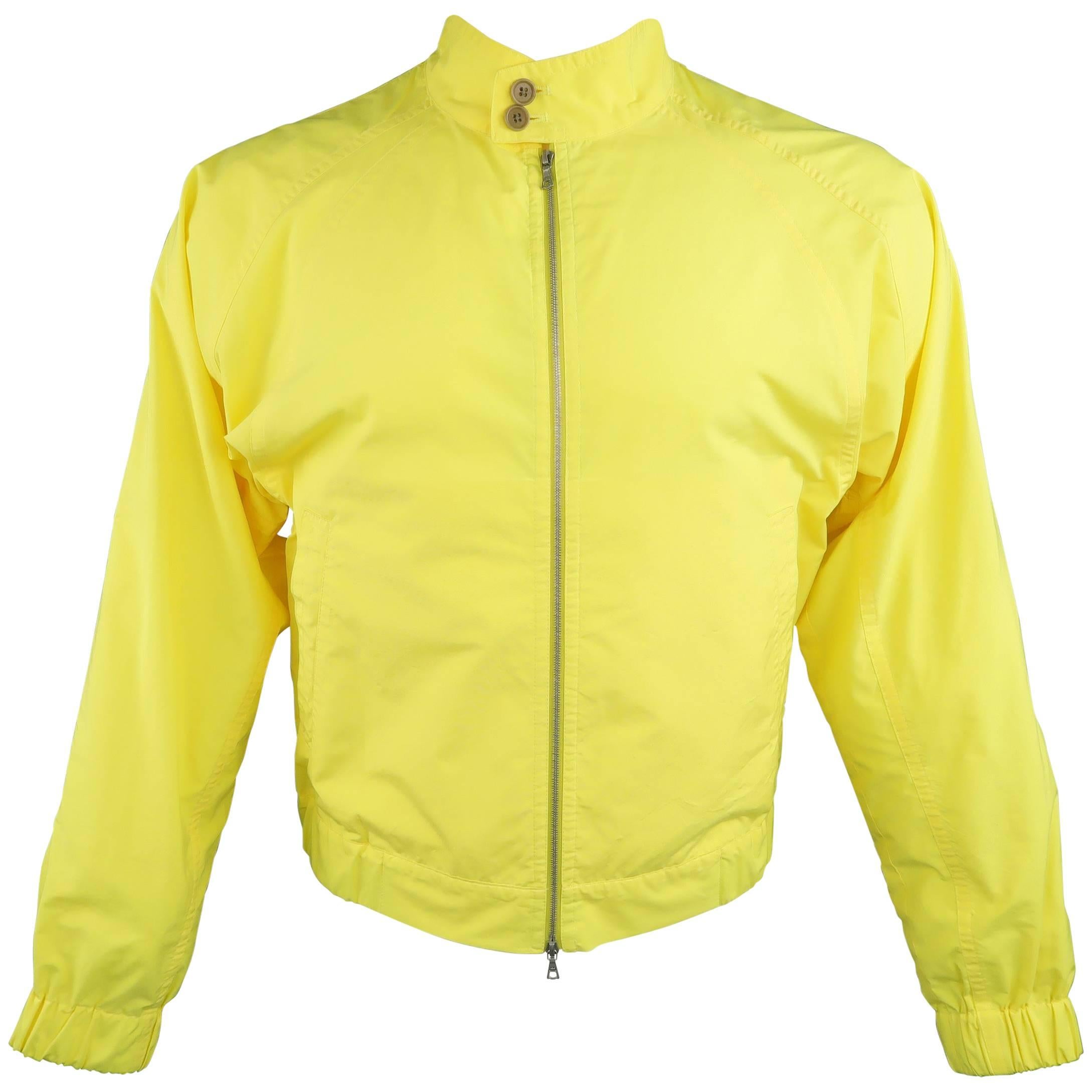 Men's DRIES VAN NOTEN Yellow Canvas High Collar Raglan Sleeve Windbreaker Jacket