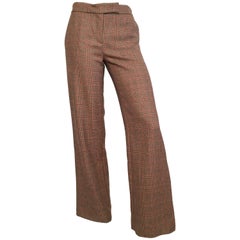 Blumarine Glen Plaid Wool Pants with Pockets, Size 4 