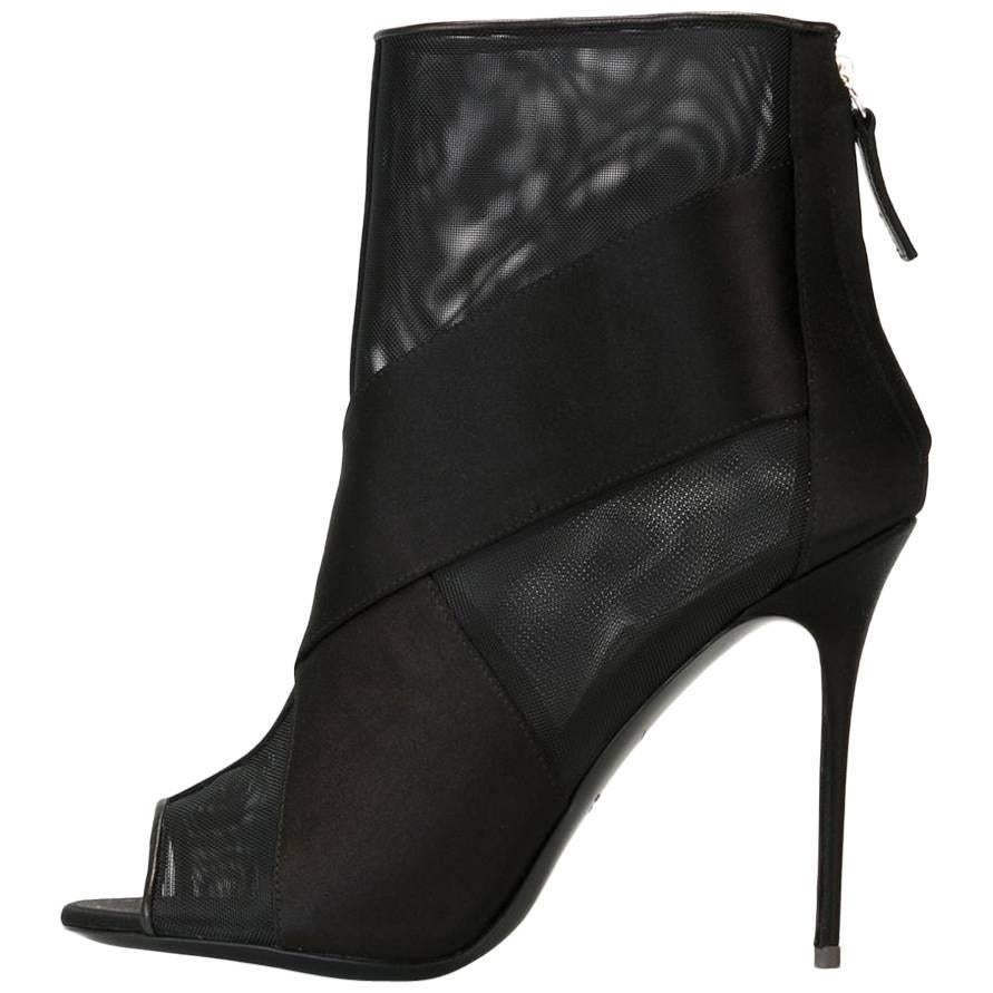 Giuseppe Zanotti New Black See Through Cut Out Ankle Boots Booties in Box