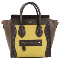 Celine Tricolor Luggage Handbag Nubuck Nano