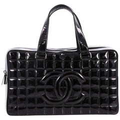 Chanel Bar chocolat CC Bowler Bag Quilted Patent Large